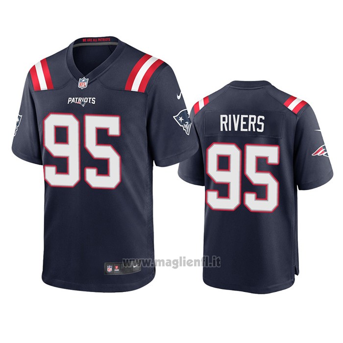 Maglia NFL Game New England Patriots Derek Rivers 2020 Blu